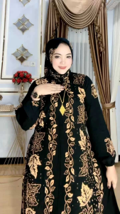 Gamis Set Hijab Setorjoan Motif Daun