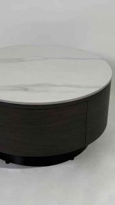 Bàn trà đơn Sofa phòng khách ROUND phủ laminate chân kim loại sơn tĩnh điện sang trọng hiện đại