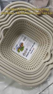 Rổ Nhựa Đựng Đồ Vuông 2 Lớp Việt Nhật (MS:3288/3289/3290) - Bộ Rổ Kèm Chậu Tiện Lợi