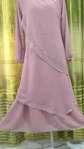 Gamis anak Nella bahan ceruty babydol pul puring fariasi Payet sworski 7-15 tahun