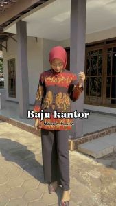 Elta Baju Couple Atasan Blus tenun motive sumba kemeja kantor