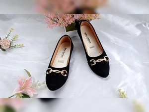 Adiva A-23 flat shoes wanita model smile terbaru slip on terlaris sepatu dewasa hitam