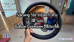 Sarung Stir Mobil Universal Hitam Polos Berserat Bahan Premium
