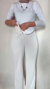 Cutbray Knit Celana Wanita Haigwaist Jennie Pants Premium Bahan Tebal Korea Kekinian Viral 2024