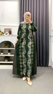 ( S M L XL XXL ) Gamis Twill Rayon Premium Model Kancing Terbaru Jumbo Syari Kekinian Batik Cap Pekalongan