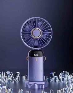 USB Handheld Mini Fan Foldable Portable Neck Hanging Fans 5 Speed USB Rechargeable Fan with Phone Stand/Display Screen