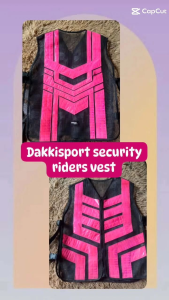 Dakkisport security riders vest black with pink reflective stripes