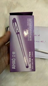 ( Hộp 12 cây ) bút gel mực tím chữ A Aihao ngòi 0.5mm ( có đệm tay chống trơn trợt )