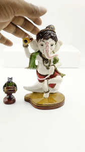 Dancing Ganesha Idol Perfect for Drawing Room Puja Ghar Bedroom Gifting and Decoration Multicolour Color 6 Inch  ml273 st614