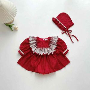 (3-12kg) Body Váy Ren Đỏ Phối Cổ Vuông NHÍM XÙ KIDS Chất Ren Nhật Mềm Mại B120