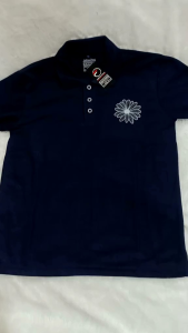 Kaos Polo Shirt Wanita Dewasa Motif Bunga Tangan Pendek