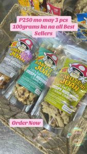3 pcs 100 grams ASSORTED FLAVORS Kabute Ni Juan Mushroom Chicharon All Best Sellers