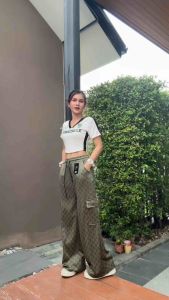 กางเกงผ้ายืดเกาหลีฟรีไซส์รุ่น9126คาร์โก้ ผู้หญิง Clothing เสื้อผ้า