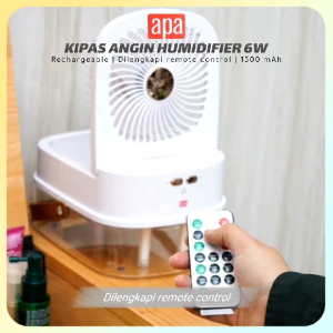 APA Kipas Angin Humidifier Dengan Remote Rechargeable 6W 1500 mAh Putih