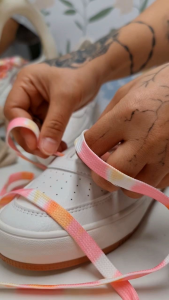 1pair FLAT Shoelace For Sneakers Rainbow Tie-dye Personalized Shoe lace Tennis Suitable Sports Canvas Shoes.