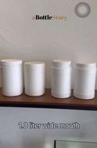 1.0 Liter Air Tight Wide Mouth HDPE Plastic Container / Powder / Herbs Storage Bottles