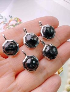 Loket Kristal Natural Crystal Hypersthene Round Shape Pendant 纯天然水晶金运石圆形吊坠