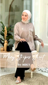 (13) Terbaru Atasan Shirt Kemeja Striper Pocket MICY STRIPES SHIRT By MDLY / Nazra.Sha