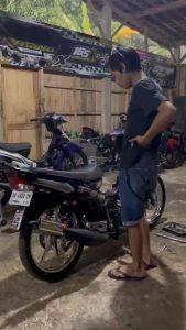KNALPOT RACING FIZ/FIZR/FORCE1 TYPE STANDAR RACING HITAM DOFF LOGO PRESS SUARA MREPET BY NXL