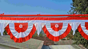 Background Bendera Merah Putih Bunga Lidah Kain Panjang 8 Meter 10 Gelombang Dekorasi 17 Agustus