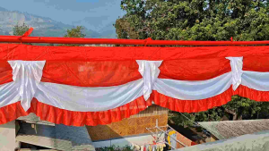 Bendera Merah Putih Background Lidah Kain Abutai 10 Gelombang Panjang 8 Meter Dekorasi 17 Agustus