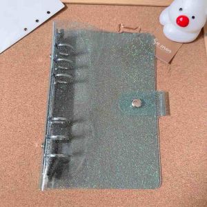 Bìa sổ Binder nhựa trong suốt kim tuyến Xanh A6 (6 lỗ)