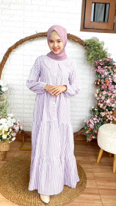 GAMIS ANAK CUTETRIK TERBARU ILMA GS 552 MOTIF STRIPE GARIS SIMPEL CANTIK CASUAL