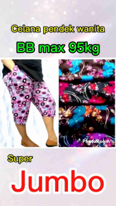 Celana Motif Paket 4 pcs Super Jumbo Legging Pendek Wanita Selutut Kolor Tidur Kekinian