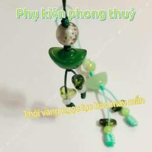 Dây Treo Ngọc Lục Bảo Handmade Phong Thuỷ - Thỏi Vàng Tài Lộc May Mắn