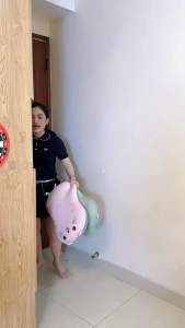 Gối Cao Su Non Massage Mèo Con Thiết Kế Lỗ Thoáng Khí Có Hạt Massage Hỗ Trợ Cổ Vải Băng Lạnh