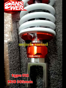 Shock Belakang Mio 011-305 2stelan (fungsi klik adjuster damping & klick rebound) Full CNC Mio White