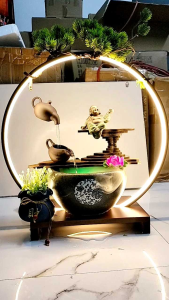 Thác Nước PHong Thủy Di Lặc Bình Trà trang trí phong khách phòng làm việc