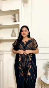 Daster Lowo Jumbo Hitam Manis Dress Jumbo Viral Bahan Rayon Adem Resleting Depan