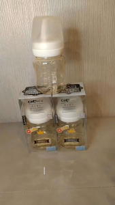 Camera ขวดนมสีชา PPSU ขนาด 5 oz พร้อมจุกนม เลียนแบบจุกนมมารดา ไซส์ SS ( ราคาต่อ1ขวด)