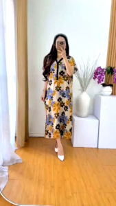 SASHA DRESS DASTER LOWO JUMBO KERAH V NECK KANCING BUSUI RAYON ADEM LEMBUT VIRAL TIKTOK TERBARU 2024