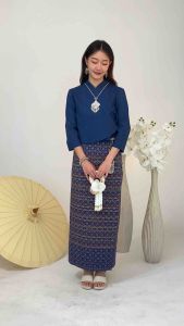 💐คำปู้จู้ ชุดพื้นเมือง เสื้อป้ายใยกัญชงผ้าถุงสำเร็จ