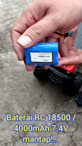 Baterai RC 18500 7.4V 4000mAh Amfibi 3PIN Soket Hitam