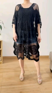 ECLAIRE 003 Outer Dress Mini Vneck Lace Brokat Brukat Rajut Pantai Boho Bohemia Import bxsoo