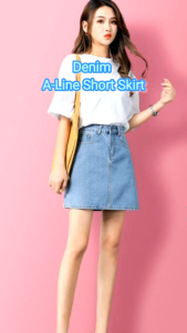 (READY STOCK)WomenS Summer High waist Denim A-Line Short Skirt XS To 2XL(got inner Pants )