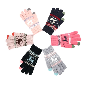 Womens Cashmere Wool Knitted Gloves Winter Warm Thick Touch Screen Gloves Solid Mittens