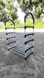 Rak Sepatu combinasi Stainless Steel Kuat Tempat Sepatu Sandal Multifungsi Kapasitas Besar 5 Susun
