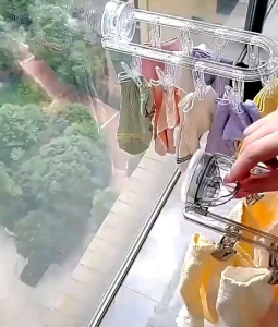 Koop Jepitan Jemuran 9 Klip Transparan Bisa Lipat Pindah Tempat Tempelan Gantungan Vacuum 9 Clip