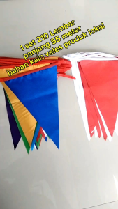1 Set 210 Lembar Bendera Segitiga Warna-warni & Merah Putih