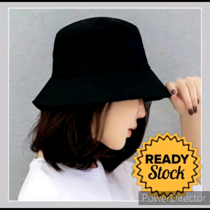 Topi Bucket Hat Korean Style Polos Hitam Premium Best Quality