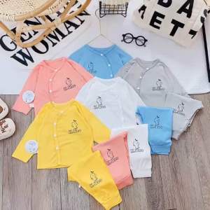 (MS42)Bộ dài tay thun lạnh cúc chéo Kwoo siêu mềm mát cho bé