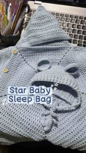 Bộ đồ ngủ ngôi sao len handmade 100% cho bé sơ sinh đáng yêu hot trend