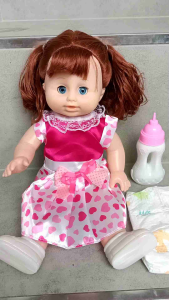 ของเล่นเด็ก ตุ๊กตาของเล่นเด็ก มีเสียง  ลืมตาหลับตาได้  แถมมีขวดนม/แพมเพิส ตุ๊กตาบาร์บี้ ขนาด17cm. สินค้าพร้อมส่ง