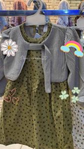 BAJU GAUN DRESS CARDIGAN (MENYATU) ANAK PEREMPUAN IMPORT PREMIUM/DRES IMPORT ANAK CEWEK KEKINIAN UMUR 3 BULAN -4Tahun