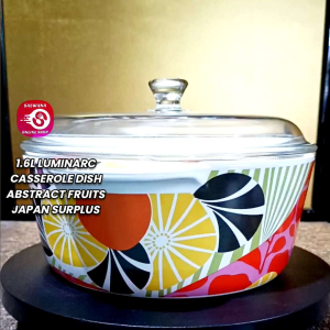 1.6L LUMINARC VITROLINE CERAMIC GLASS CASSEROLE DISH ABSTRACT FRUITS • JAPAN SURPLUS • COOKWARE