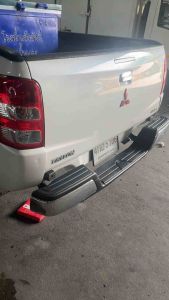 กันชนท้าย เหล็กชุบโครเมี่ยม ทรงปีกนก พร้อมยางกันลื่น มิตซูบิชิ ไทรทัน ออล นิว 2014-2018 // 2019-2022 แคป / สี่ประตู / ตอนเดียว ช่วงยาว + ช่วงสั้น